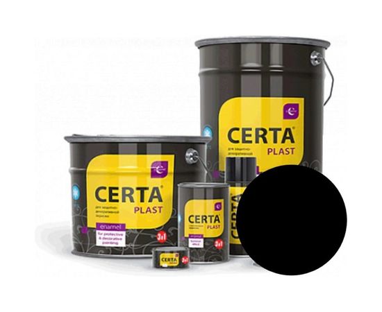 Грунт-эмаль 3в1 по ржавчине CERTA-PLAST черный 0,8кг PL3V10025 – изображение 2