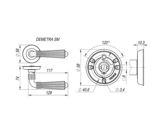 Раздельная ручка Fuaro DEMETRA SM AS-3 античное серебро 29579 – изображение 2