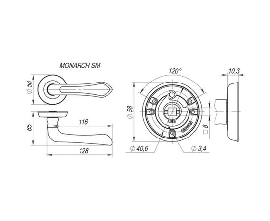 Раздельная ручка Fuaro MONARCH SM MAB-6 темная бронза 29565 – изображение 2