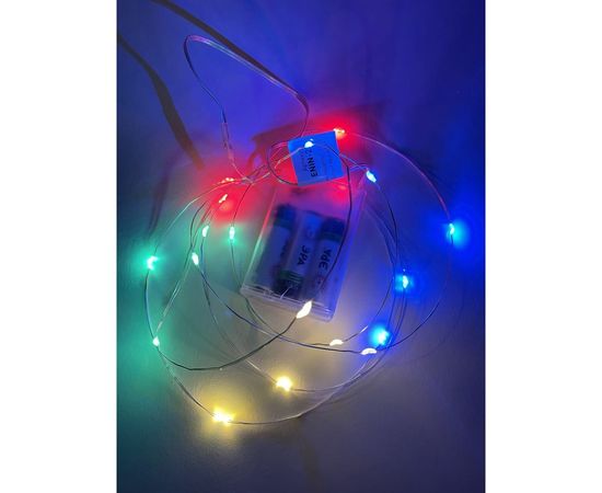 Гирлянда ЭРА ENIN2M LED, Нить, 2 м, мультиколор, АА, IP20 Б0041983 – изображение 3