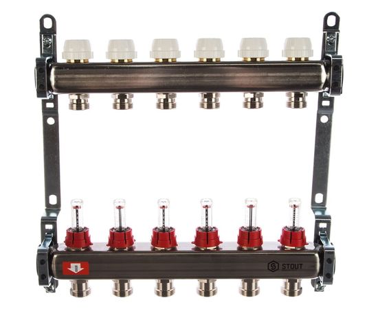 Коллектор из нержавеющей стали с расходомерами 6 вых. STOUT SMS 0917 000006 – изображение 3