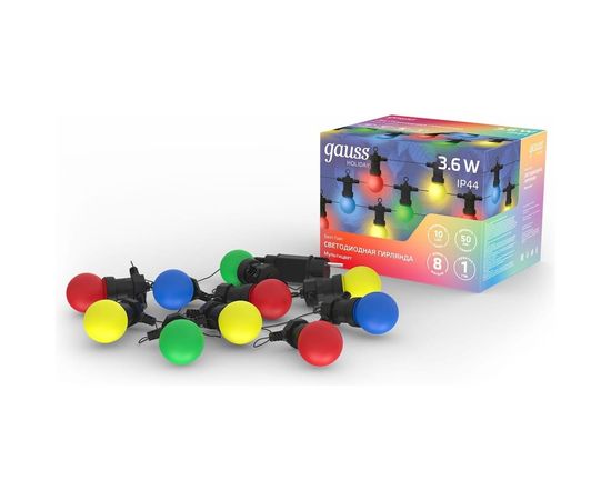 Светодиодная гирлянда Gauss Белт Лайт, серия Holiday, 10 ламп, 7.7 м, IP44, мультицвет, 1/6 HL060 – изображение 4