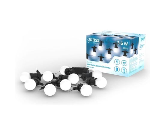 Светодиодная гирлянда Gauss Белт Лайт, серия Holiday, 10 ламп, 7.7 м, IP44, белый, 1/6 HL062 – изображение 4