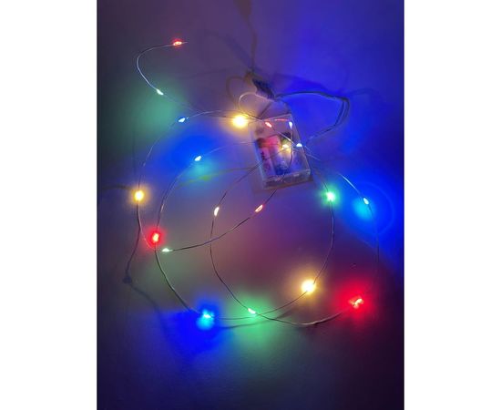 Гирлянда ЭРА ENIN2M LED, Нить, 2 м, мультиколор, АА, IP20 Б0041983 – изображение 4