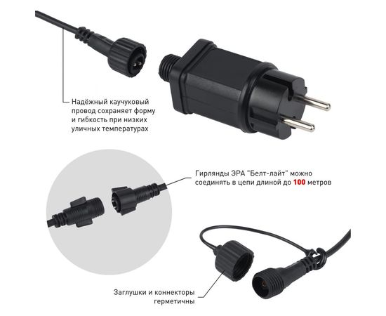 Гирлянда ЭРА ERABL-MK3 Белт-лайт, набор 3 м, 10 RGB LED Б0047957 – изображение 8