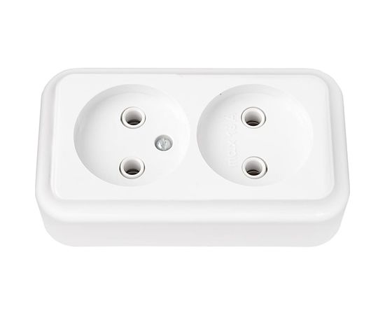 Розетка Bylectrica, 2-местная ОУ, серия ПРАЛЕСКА, белый РА16-260 