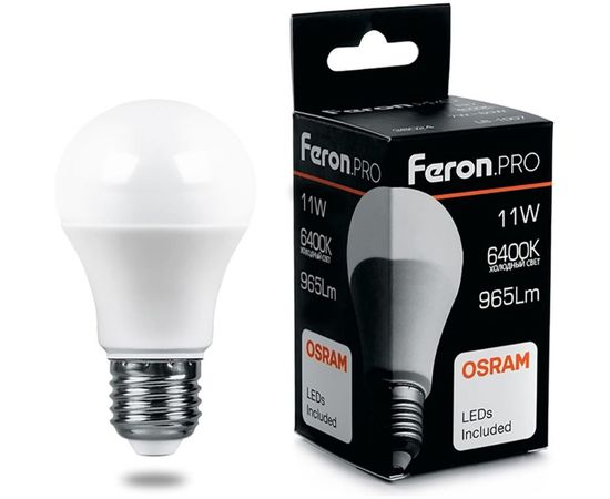 Светодиодная лампа FERON PRO LB-1011 шар E27 11W 6400K OSRAM LED 38031 