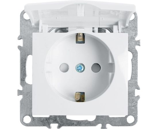 1-местная розетка STEKKER с заземлением с крышкой, механизм, 250В,16А, серия Эрна, белый PST16-9112-01 39319 