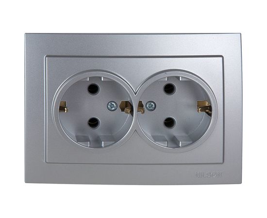Розетка NILSON 2СП з/к серебро Touran metallic 24131025 