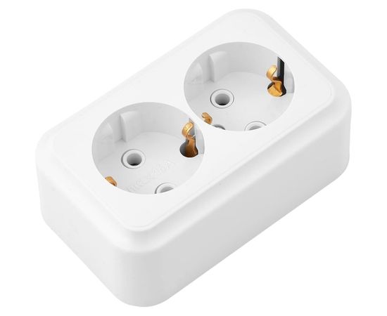 Розетка Bylectrica, 2-местная ОУ с заземляющим контактом, серия ПРАЛЕСКА, белый РА16-261 