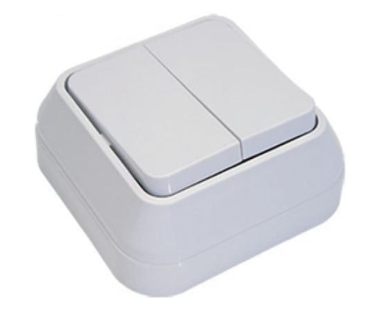 Выключатель накладной двухклавишный, белый Makel Siva Ustu 45103 