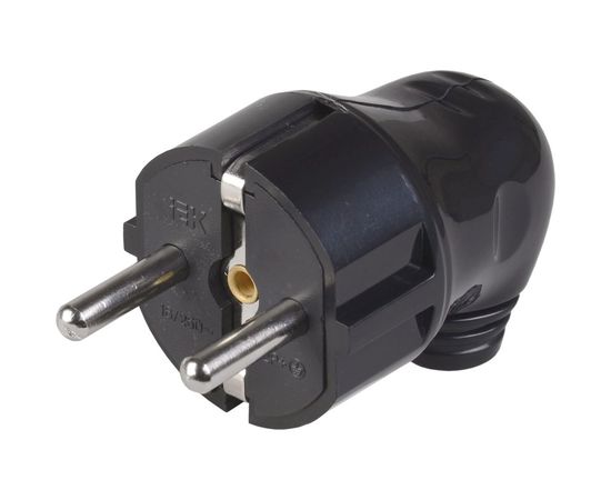 Разборная угловая вилка IEK ВПу11-02-Ст, с заземляющим контактом, 16А, черная EVP11-16-01-K02 