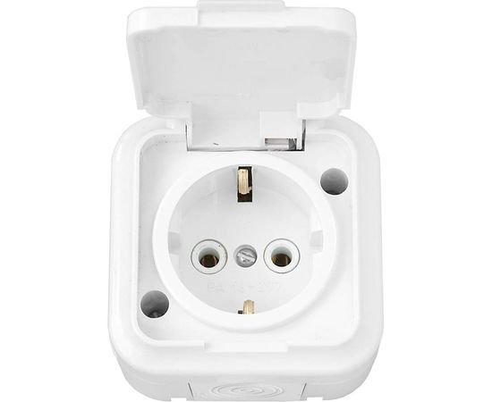 Розетка Bylectrica 1-местная ОУ с заз.конт. IP54, серия ПРАЛЕСКА АКВА, белый, РА16-297 
