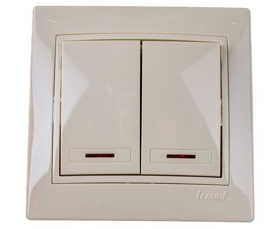 Двойной выключатель с подсветкой LEZARD MIRA крем со вставкой 701-0303-112 