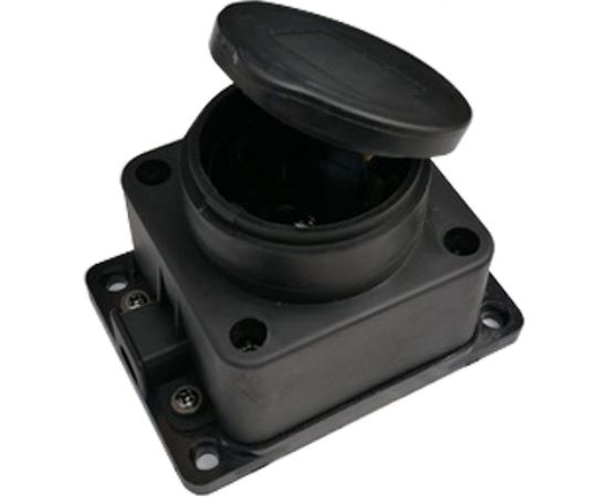 Одноместная розетка с заземляющим контактом IN HOME каучук, с заглушкой, 16А, IP44, черная 9321 4690612010250 