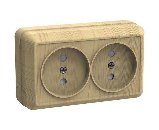 Двухместная розетка IEK РС22-2-ОС, без заземляющего контакта, 10А, открытой установки, ОКТАВА, сосна ERO20-K03-10-DC 