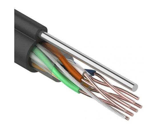 Кабель REXANT витая пара, UTP 4PR 24AWG, CAT5e, наружный, OUTDOOR, + ТРОС*1, бухта 305м 01-0046 