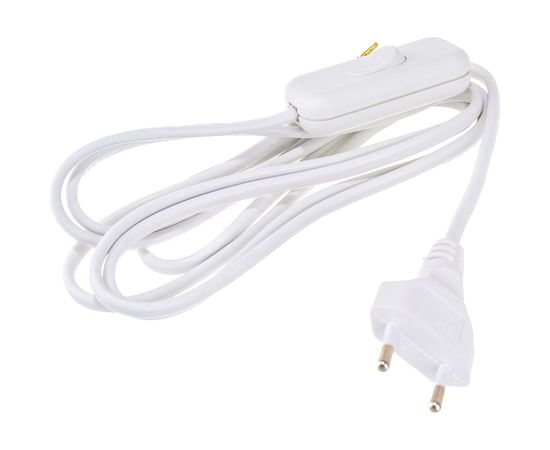 Шнур с выключателем IEK УШ-1КВ, 2м, ПВС 2x0,75, 6А, ИЭК WUP20-02-K01 