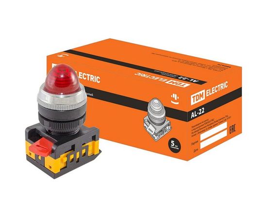 Сигнальная лампа TDM AL-22 d22мм, красный неон/230В, цилиндр SQ0702-0008 