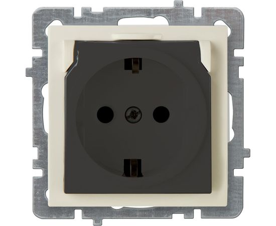 Розетка Nilson 1-местн. СУ с заз. конт. с крышкой, TOURAN-ALEGRA-THOR, кремовый 24120418 