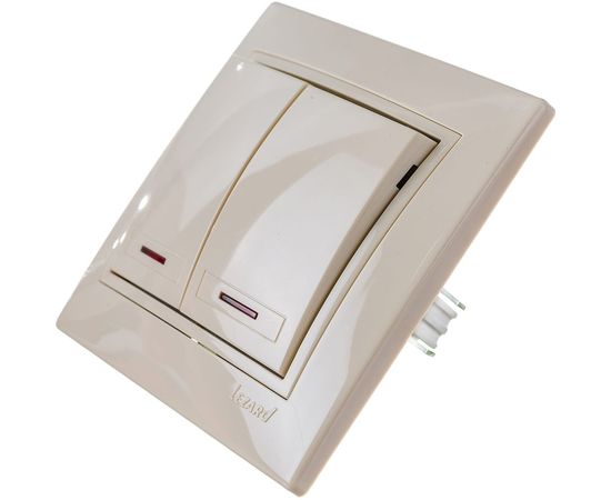 Двойной выключатель с подсветкой LEZARD MIRA крем со вставкой 701-0303-112 – изображение 2
