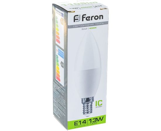 Светодиодная лампа FERON LB-970, 13W, 230V E14 4000K свеча 38108 – изображение 2