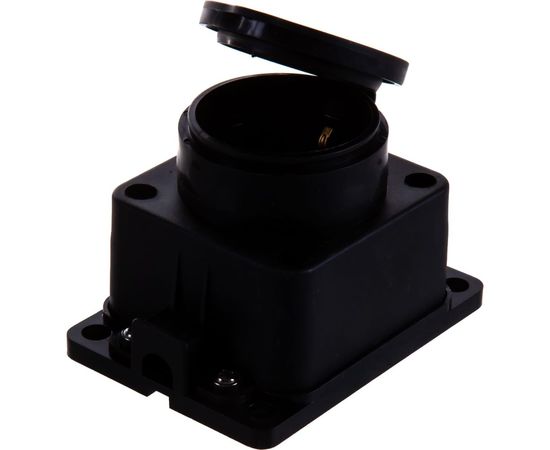 Одноместная розетка с заземляющим контактом IN HOME каучук, с заглушкой, 16А, IP44, черная 9321 4690612010250 – изображение 2