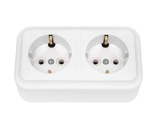 Розетка Bylectrica, 2-местная ОУ с заземляющим контактом, серия ПРАЛЕСКА, белый РА16-261 – изображение 2