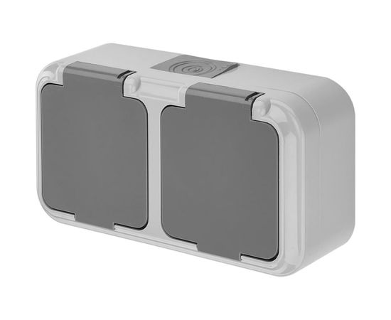 Розетка Bylectrica 2-местная ОУ IP54, серия ПРАЛЕСКА АКВА, серый, РА16-302 03 – изображение 2