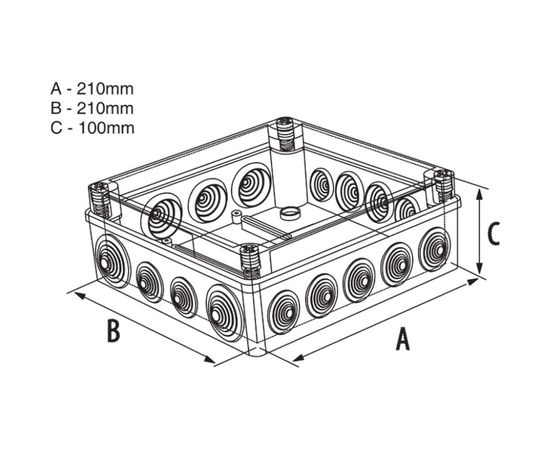Распределительная коробка MTG с 16 вводами и винтами 210х210х100 IP55 146102 – изображение 2