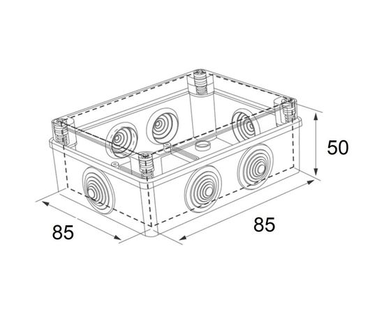 Распаячная влагозащищенная коробка MTG с 6 вводами настенная 85x85x50 IP54 8432 – изображение 2
