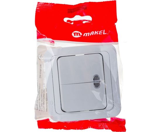 Двухклавишный выключатель с подсветкой, белый Makel Mimoza 12023 – изображение 2