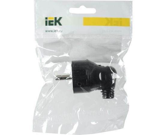 Разборная угловая вилка IEK ВПу11-02-Ст, с заземляющим контактом, 16А, черная EVP11-16-01-K02 – изображение 2