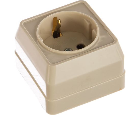 Розетка IEK ОКТАВА, 1 местная c з/к, 16А, наружный, кремовый, ERO11-K33-16-DC – изображение 2