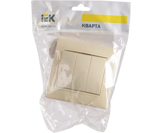 Трехклавишный выключатель IEK ВС10-3-0-ККм, 10А, КВАРТА, кремовый EVK30-K33-10-DM – изображение 2