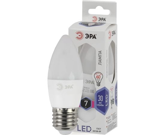 Светодиодная лампа ЭРА LED B35-7W-860-E27, свеча, холодный Б0031413 – изображение 2