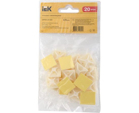 Самоклеящаяся площадка под хомуты IEK 20x20 белая 20 шт. ИЭК UHP30-20-020 – изображение 3