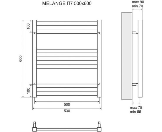 Водяной полотенцесушитель Lemark Melange П7 500x600 белый LM49607W – изображение 3