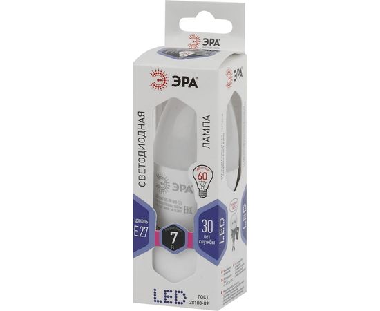 Светодиодная лампа ЭРА LED B35-7W-860-E27, свеча, холодный Б0031413 – изображение 3