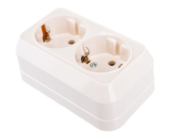 Розетка двойная накладная с заземлением, крем Makel 45282 – изображение 3