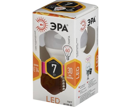 Светодиодная лампа ЭРА LED smd P45-7w-827-E14 Б0020548 – изображение 3