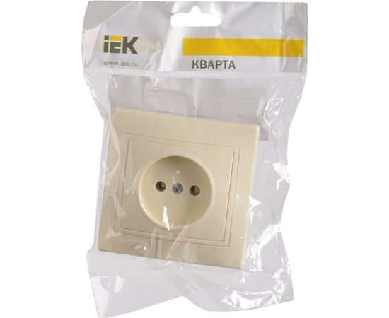 Розетка х1 IEK КВАРТА без заземления, в сборе, без шторки, кремовая ERK13-K33-10-DM – изображение 3