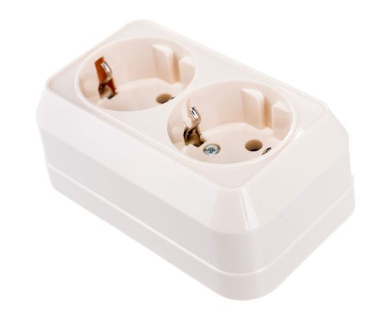 Розетка двойная накладная с заземлением, крем Makel 45282 – изображение 4