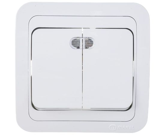 Двухклавишный выключатель с подсветкой, белый Makel Mimoza 12023 – изображение 4