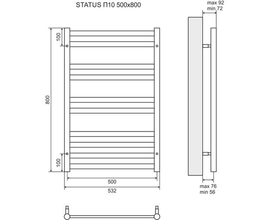 Электрический полотенцесушитель Lemark Status 500x800 LM44810E – изображение 5