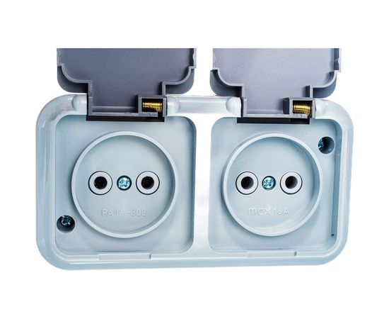 Розетка Bylectrica 2-местная ОУ IP54, серия ПРАЛЕСКА АКВА, серый, РА16-302 03 – изображение 7