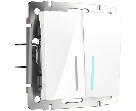 Выключатель WERKEL W1120101 двухклавишный с подсветкой белый a051114 