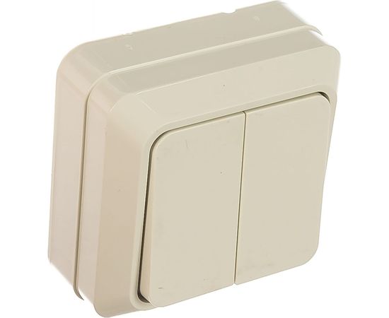 Двухклавишный выключатель TDM открытой установки, белый Ладога SQ1801-0003 