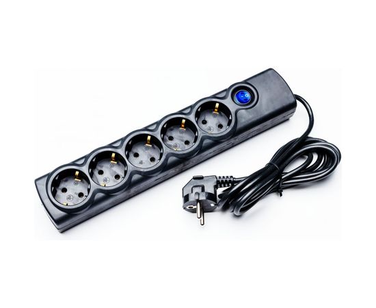 Сетевой фильтр Радист РВС 16-005 10 А 5 гн с кнопкой и автоматом ПВС 3х0,75 3м чёрный 4593 