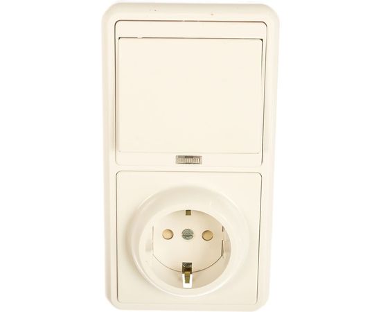 Комбинированный блок Кунцево-Электро БЭЛЛА скрытая установка выключатель с подсветкой+розетка БКВР-211 5825 